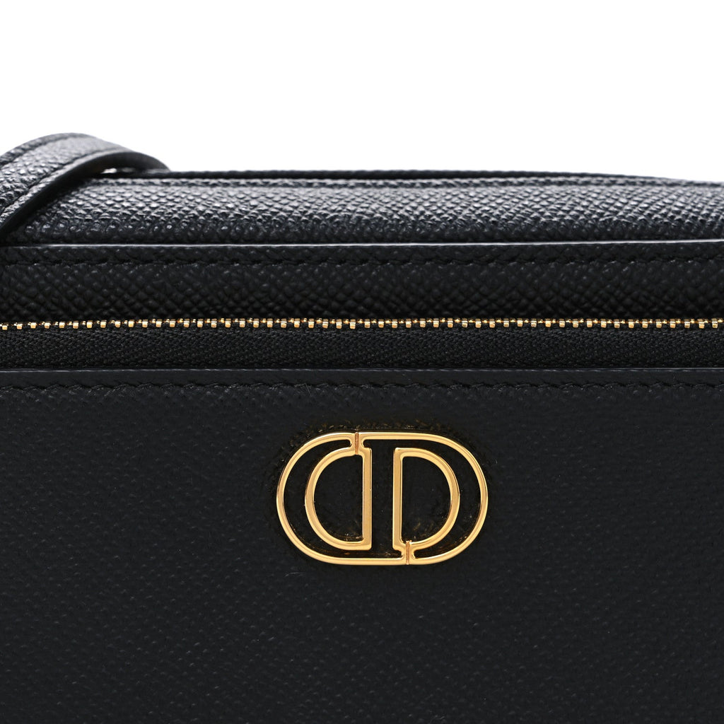 Christian Dior Grained Calfskin Caro Double Pouch Black