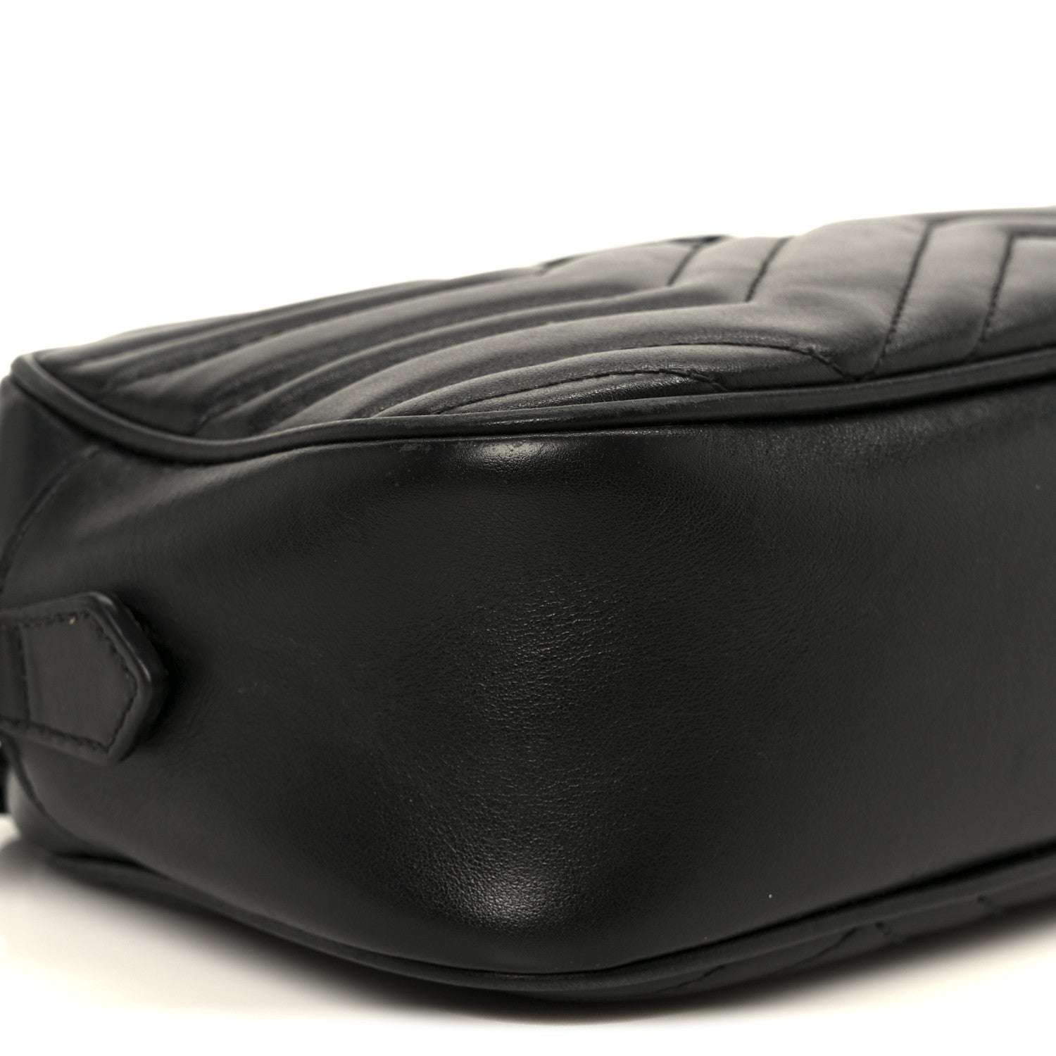 Gucci Calfskin Matelasse Monochrome Small GG Marmont Chain Shoulder Bag Black