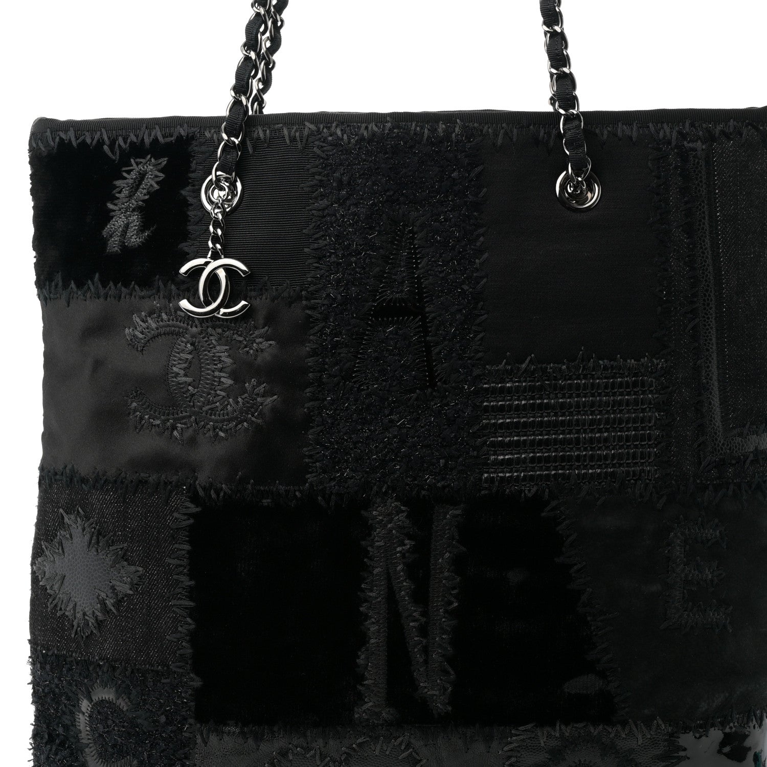 Chanel Tweed Patchwork Tote Black