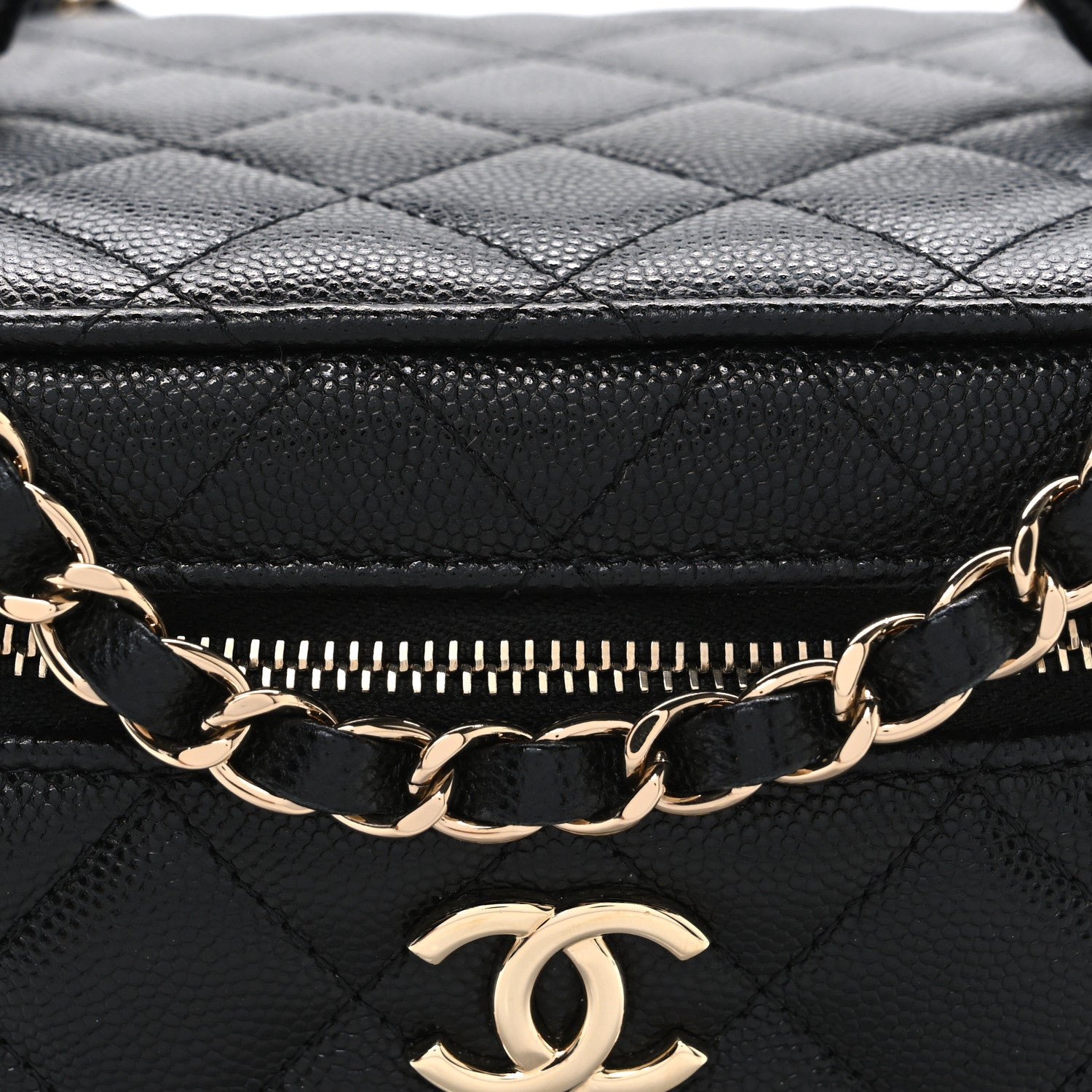 Chanel Caviar Quilted Small CC Vanity Case Black Black