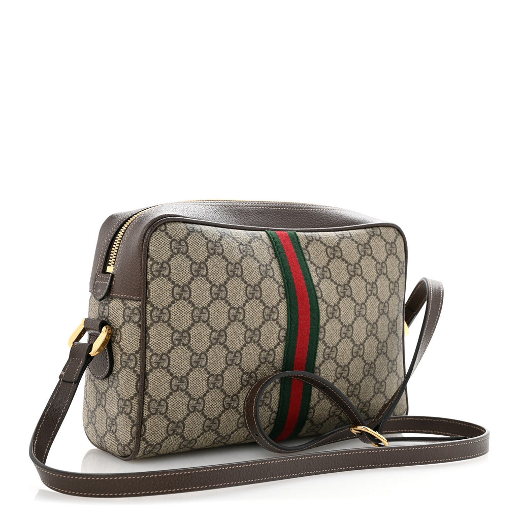 Gucci GG Supreme Monogram Web Small Ophidia Shoulder Bag Brown