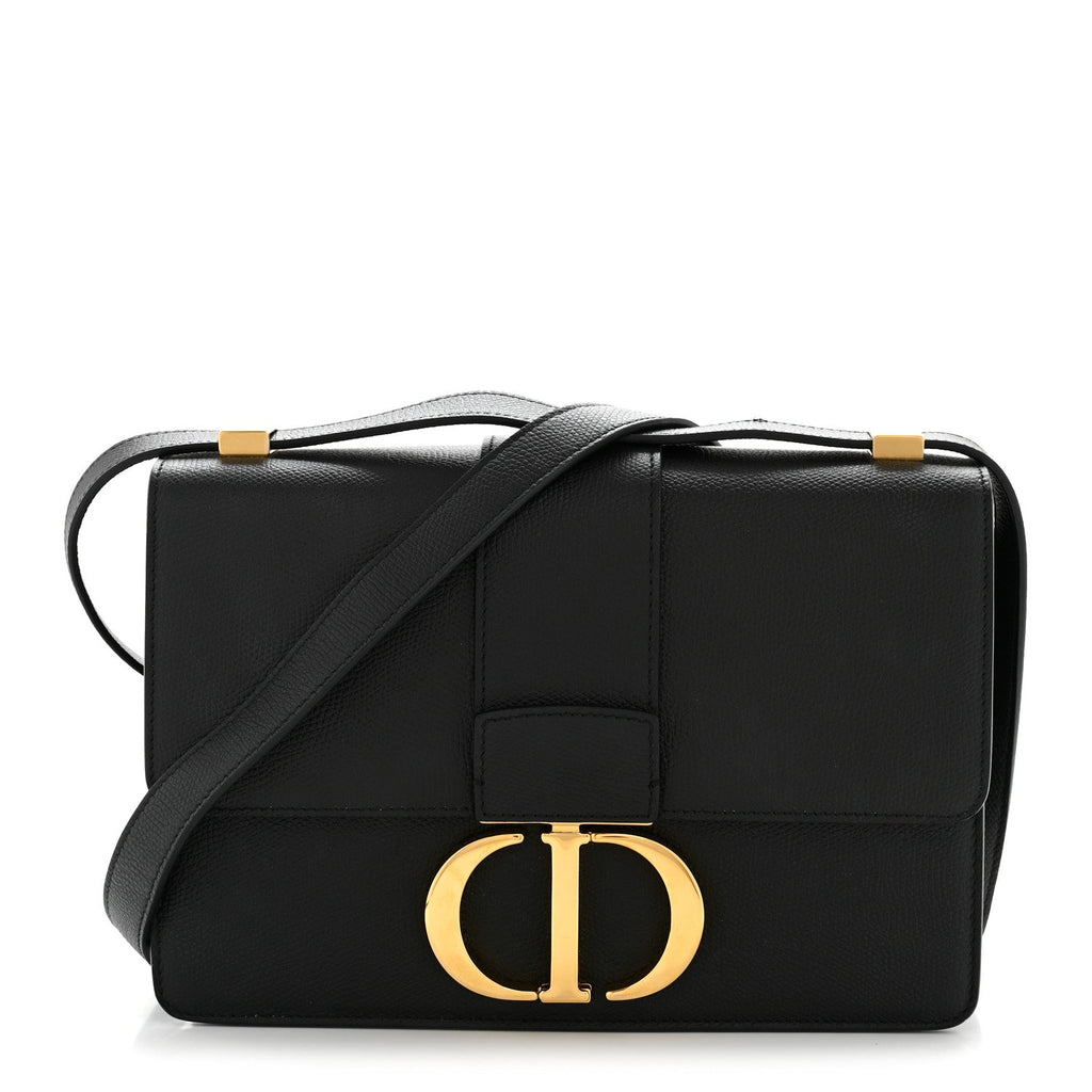Christian Dior Grained Calfskin 30 Montaigne Flap Bag Black