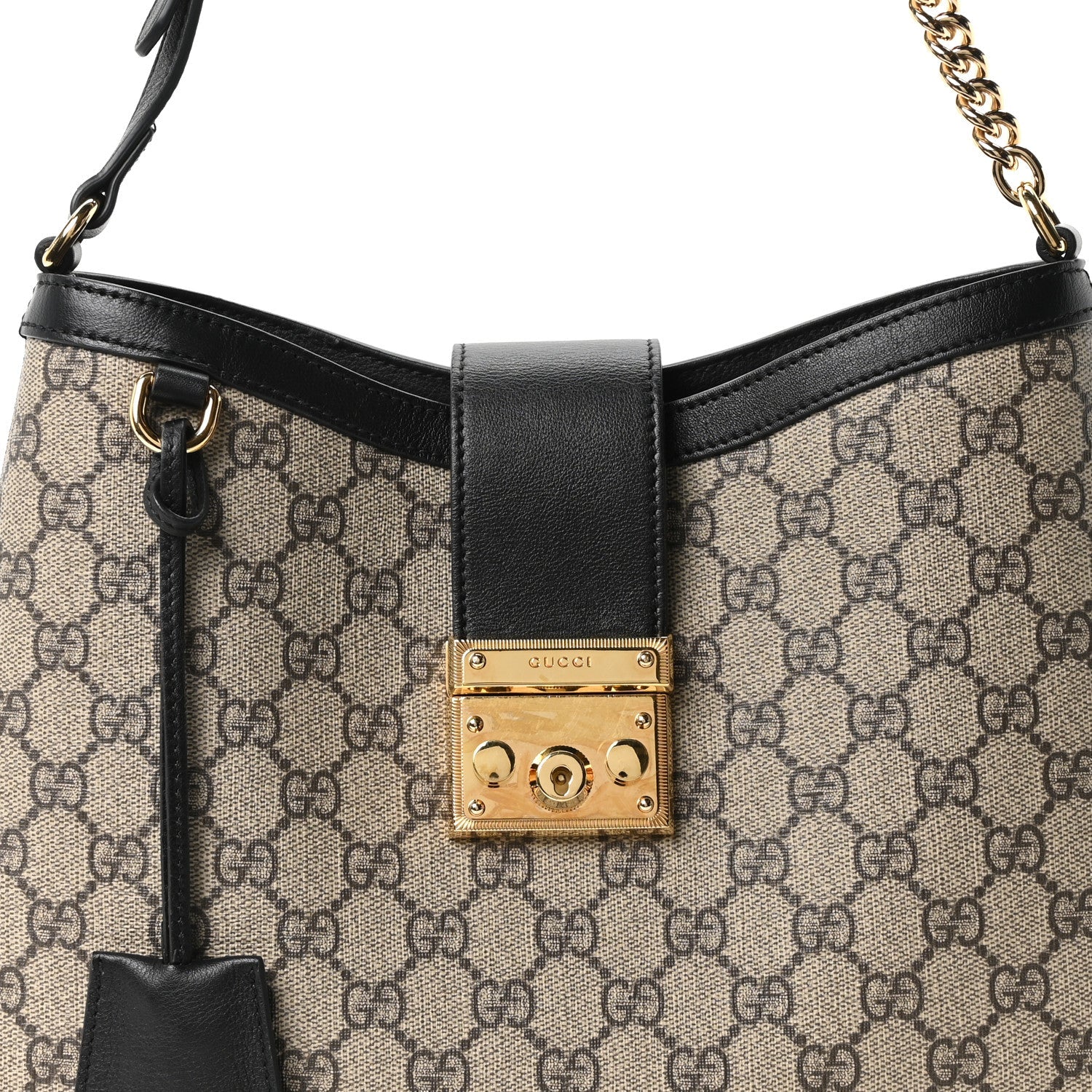 Gucci GG Supreme Monogram Medium Padlock Shoulder Bag Black