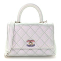 Chanel Iridescent Caviar Quilted Extra Mini Coco Handle Flap Light Blue