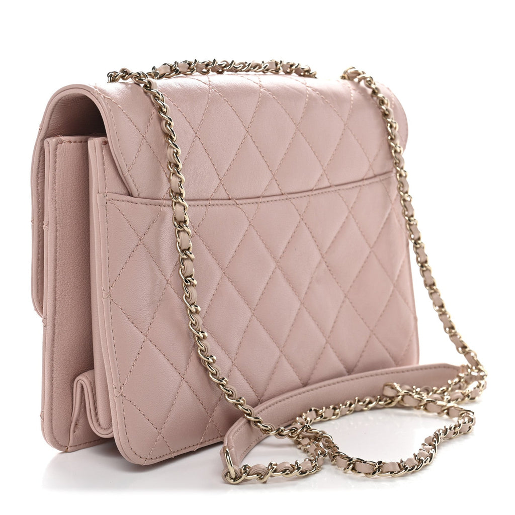 Chanel Sheepskin Quilted Beauty Lock Flap Pink