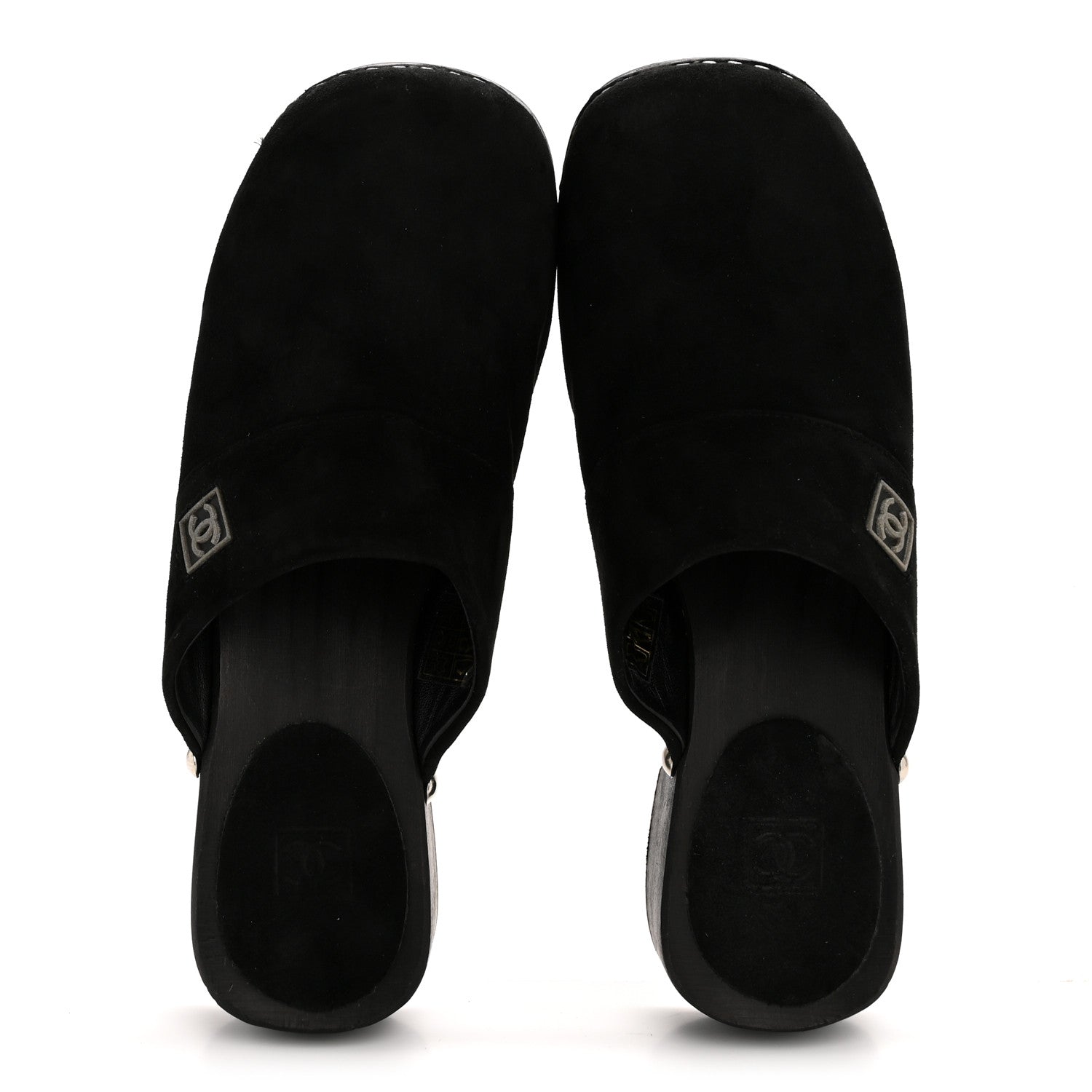 Chanel Suede CC Clogs 37 Black