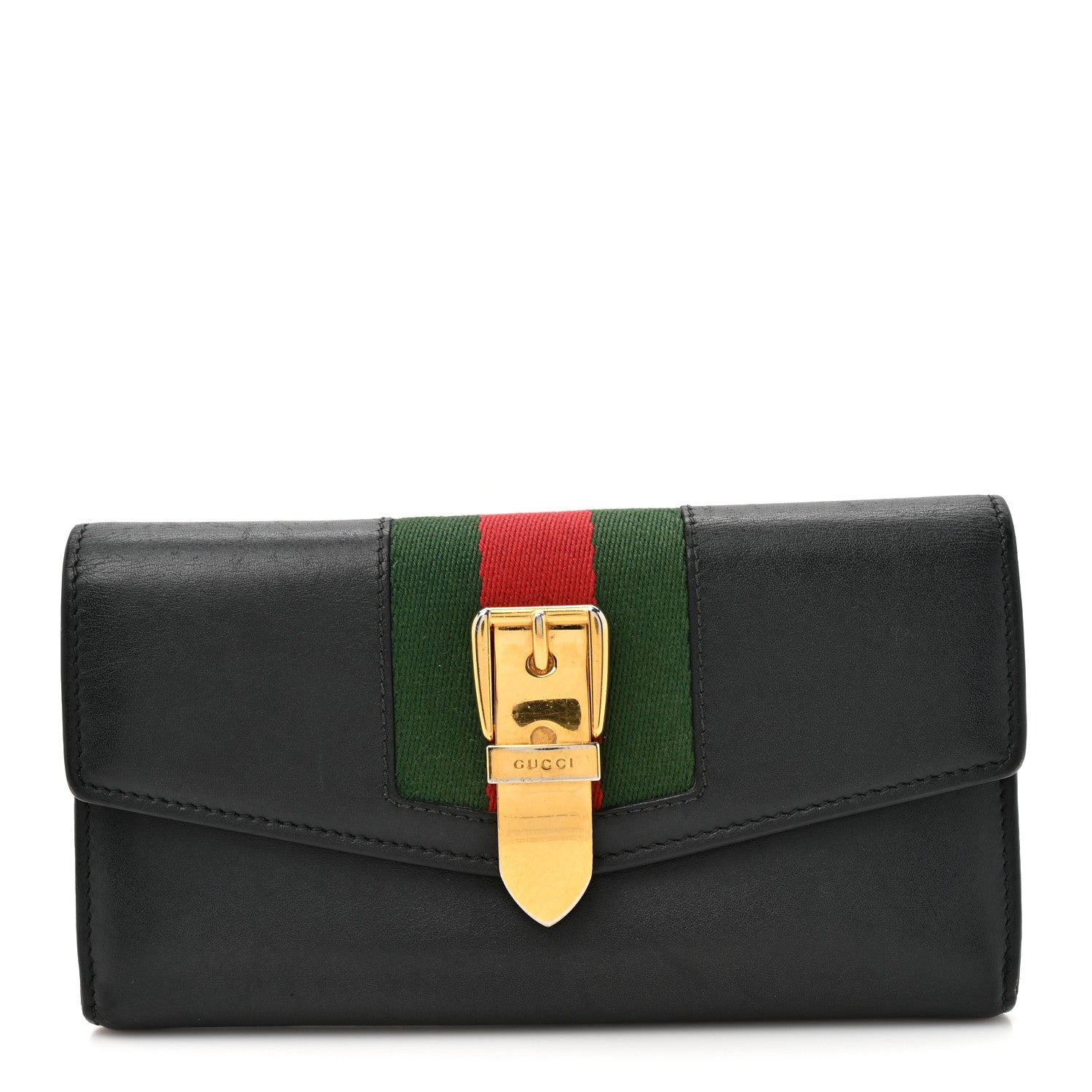 Gucci Calfskin Sylvie Continental Wallet Black