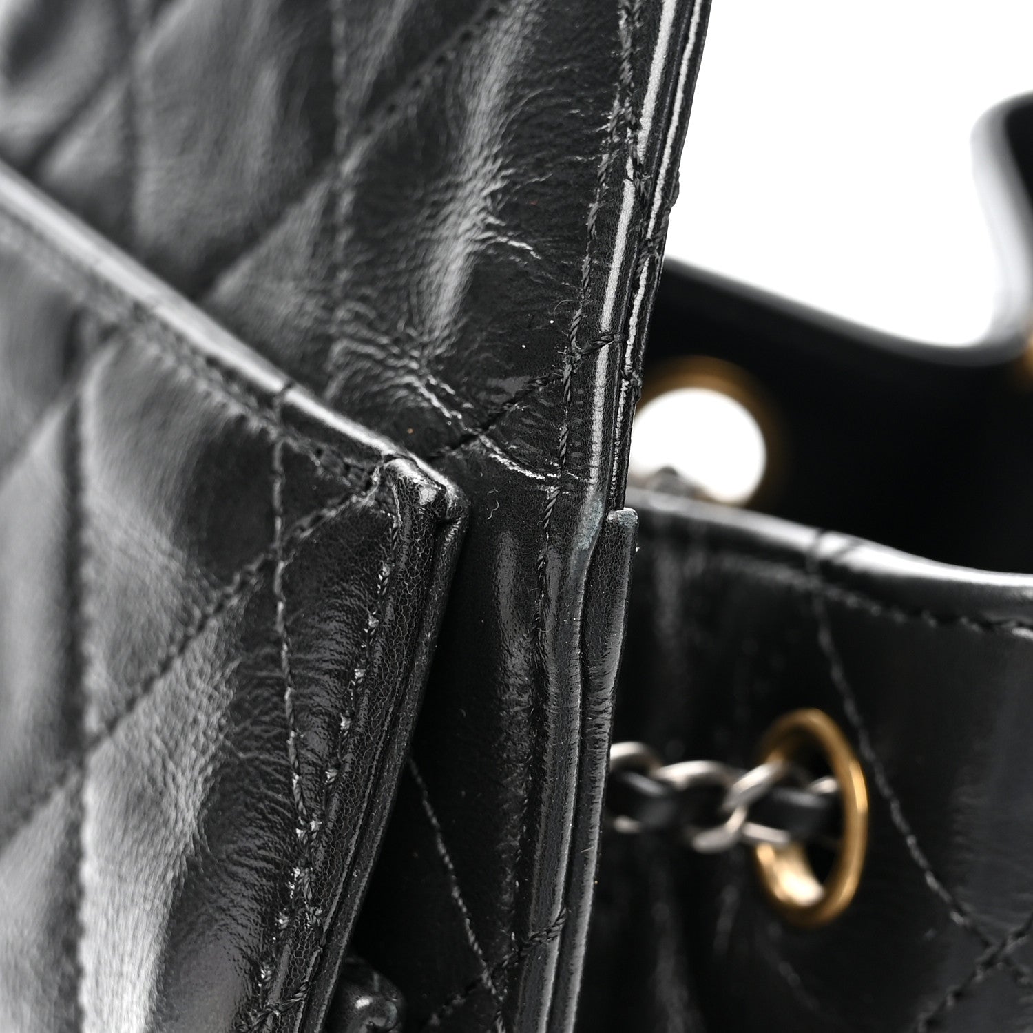 Chanel Shiny Crumpled Calfskin Quilted Small Chanel 25 Handbag Black