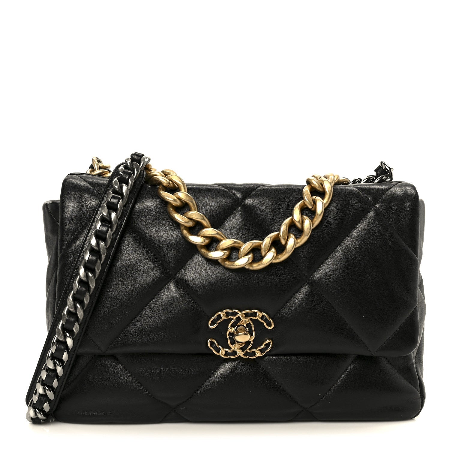 Chanel Lambskin Quilted Large Chanel 19 Flap Black