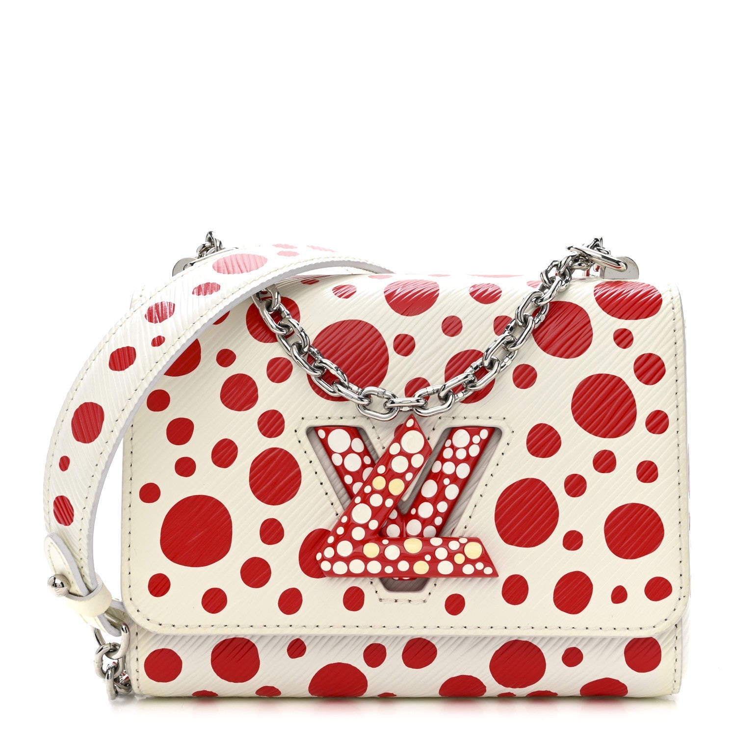 Louis Vuitton LV X YK Epi Infinity Dots Twist Shoulder Bag PM White Red