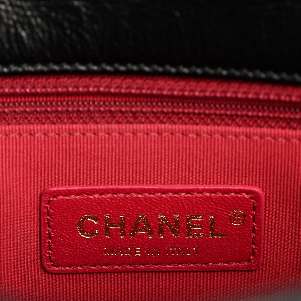 Chanel Glazed Calfskin Quilted Mini Pearl Side Flap Black