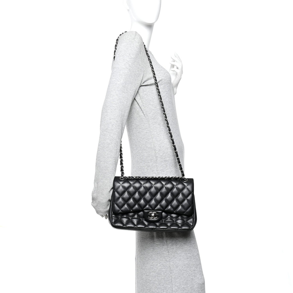 Chanel Lambskin Quilted Jumbo Double Flap Black
