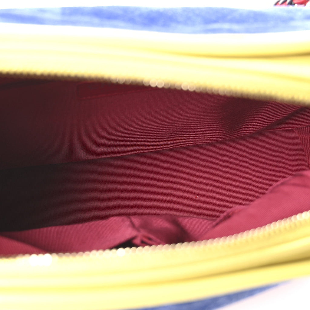 Chanel Suede Calfskin Quilted Medium Gabrielle Hobo Red Blue Yellow
