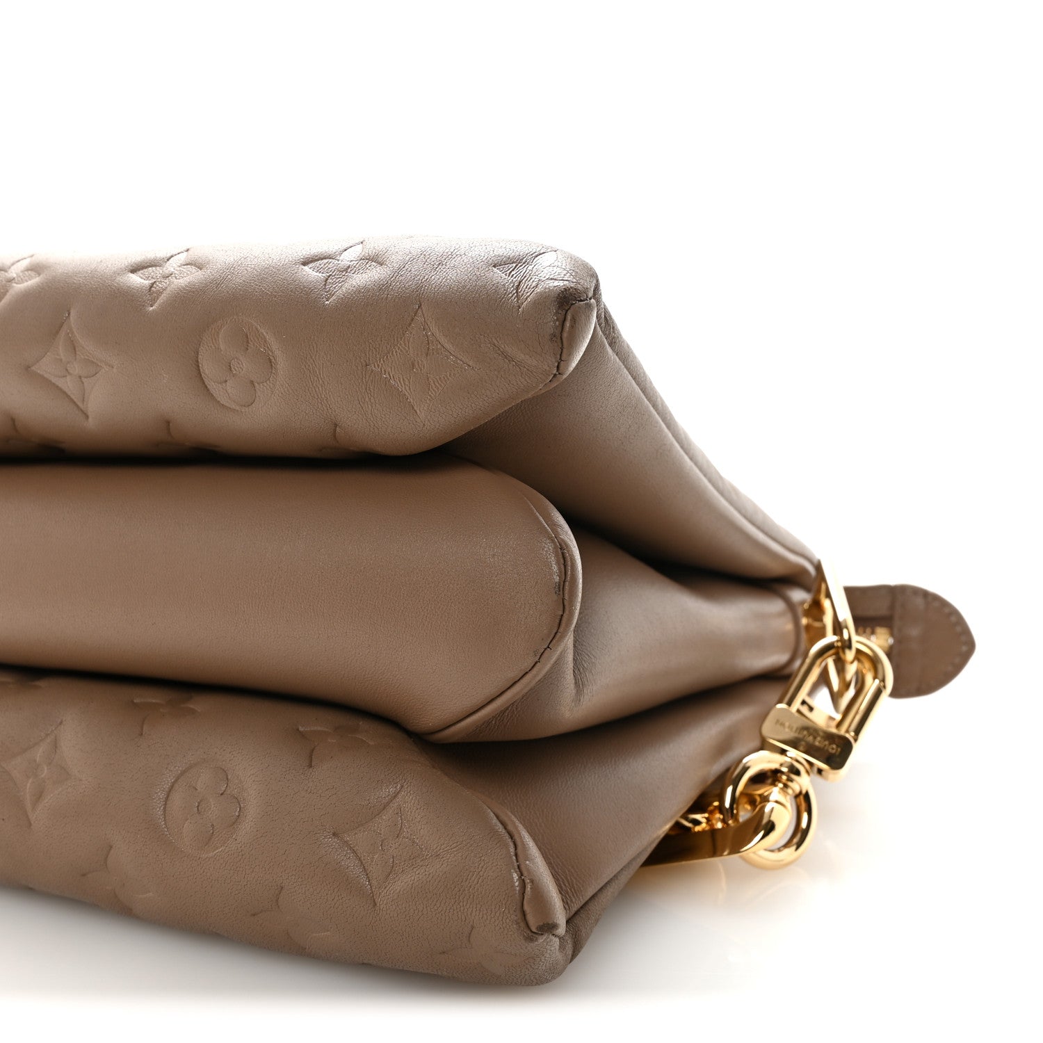 Louis Vuitton Lambskin Embossed Monogram Coussin MM  Taupe