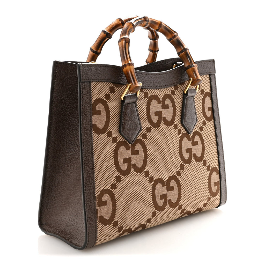 Gucci Monogram Jumbo GG Textured Dollar Calfskin Small Diana Tote Bag Camel Ebony New Acero Pomegranate Red