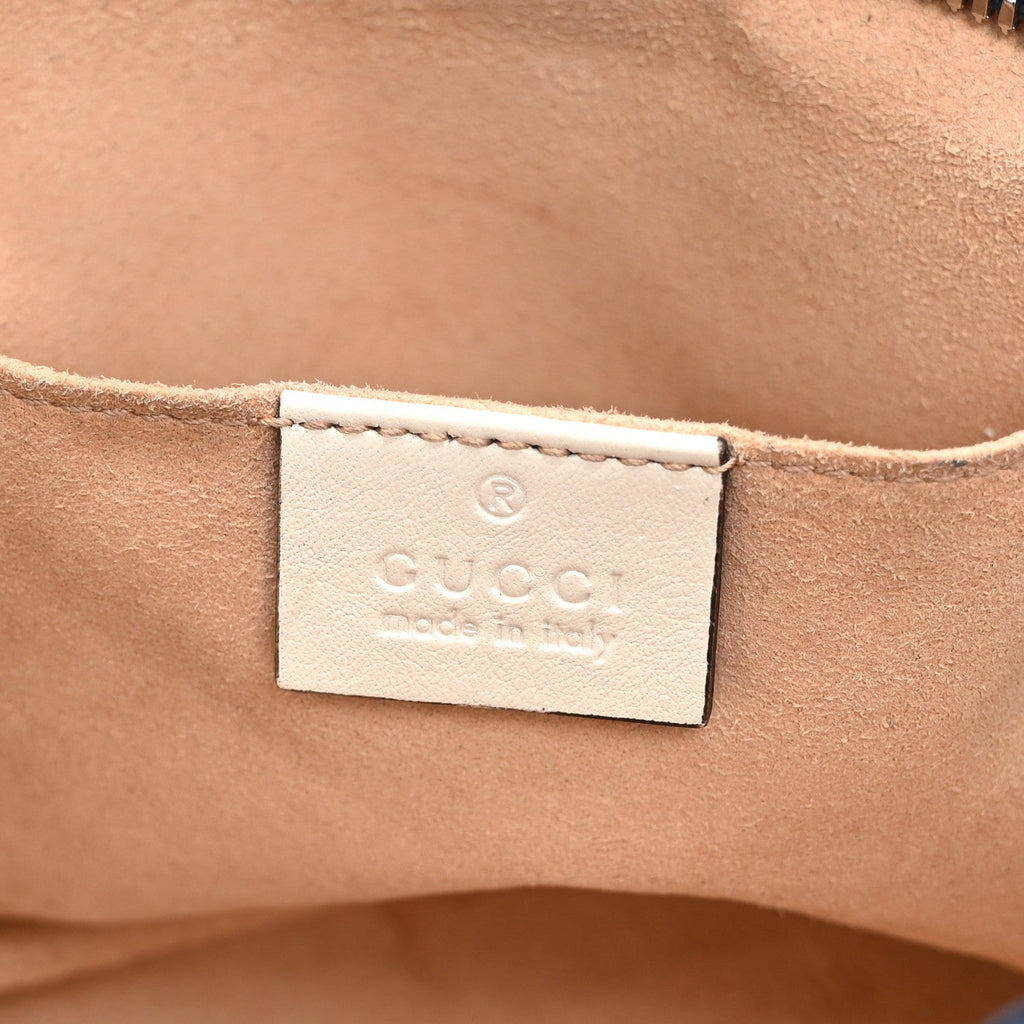 Gucci Vintage Effect Calfskin Matelasse Diagonal Small Torchon GG Marmont Chain Shoulder Bag Blue Agata Mystic White