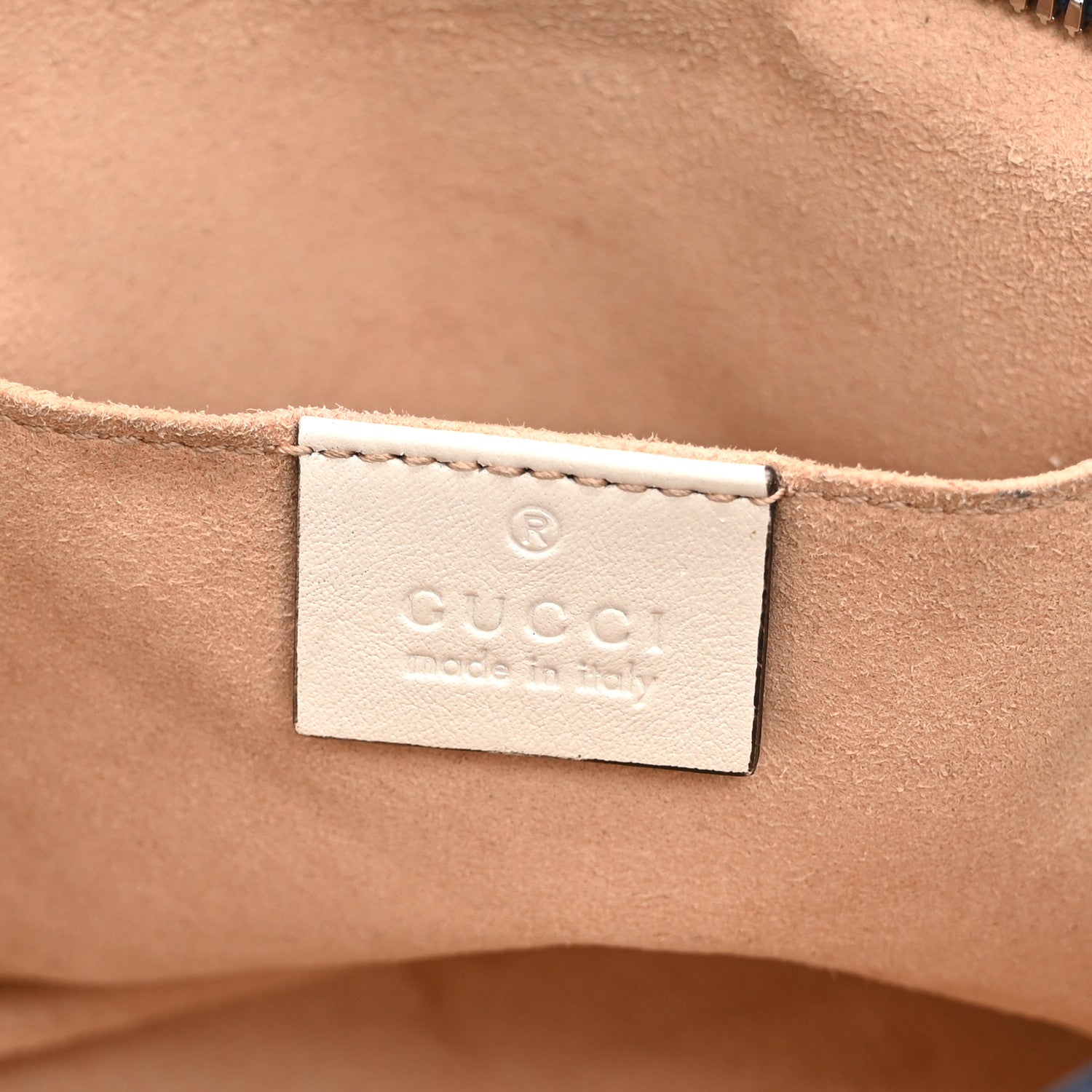 Gucci Vintage Effect Calfskin Matelasse Diagonal Small Torchon GG Marmont Chain Shoulder Bag Blue Agata Mystic White