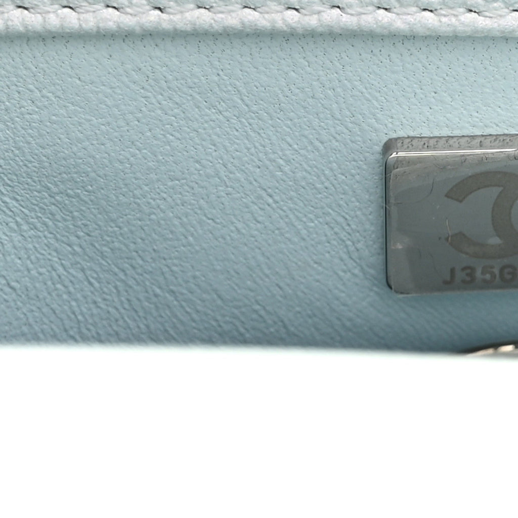 Chanel Iridescent Caviar Quilted Extra Mini Coco Handle Flap Light Blue