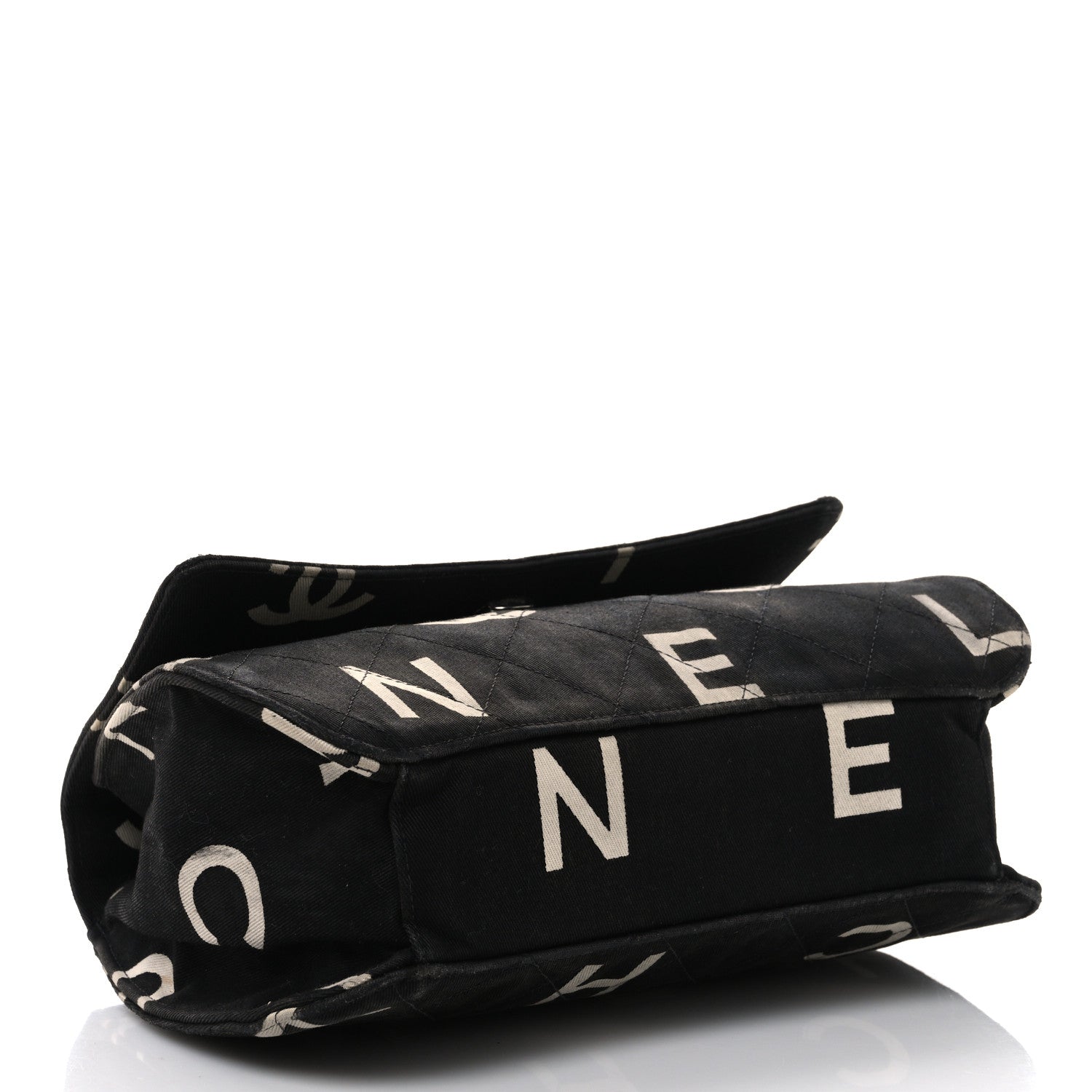 Chanel Canvas Quilted Letter Printed Flap Black