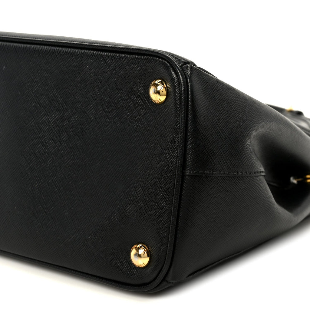 Prada Saffiano Small Galleria Double Zip Tote Black