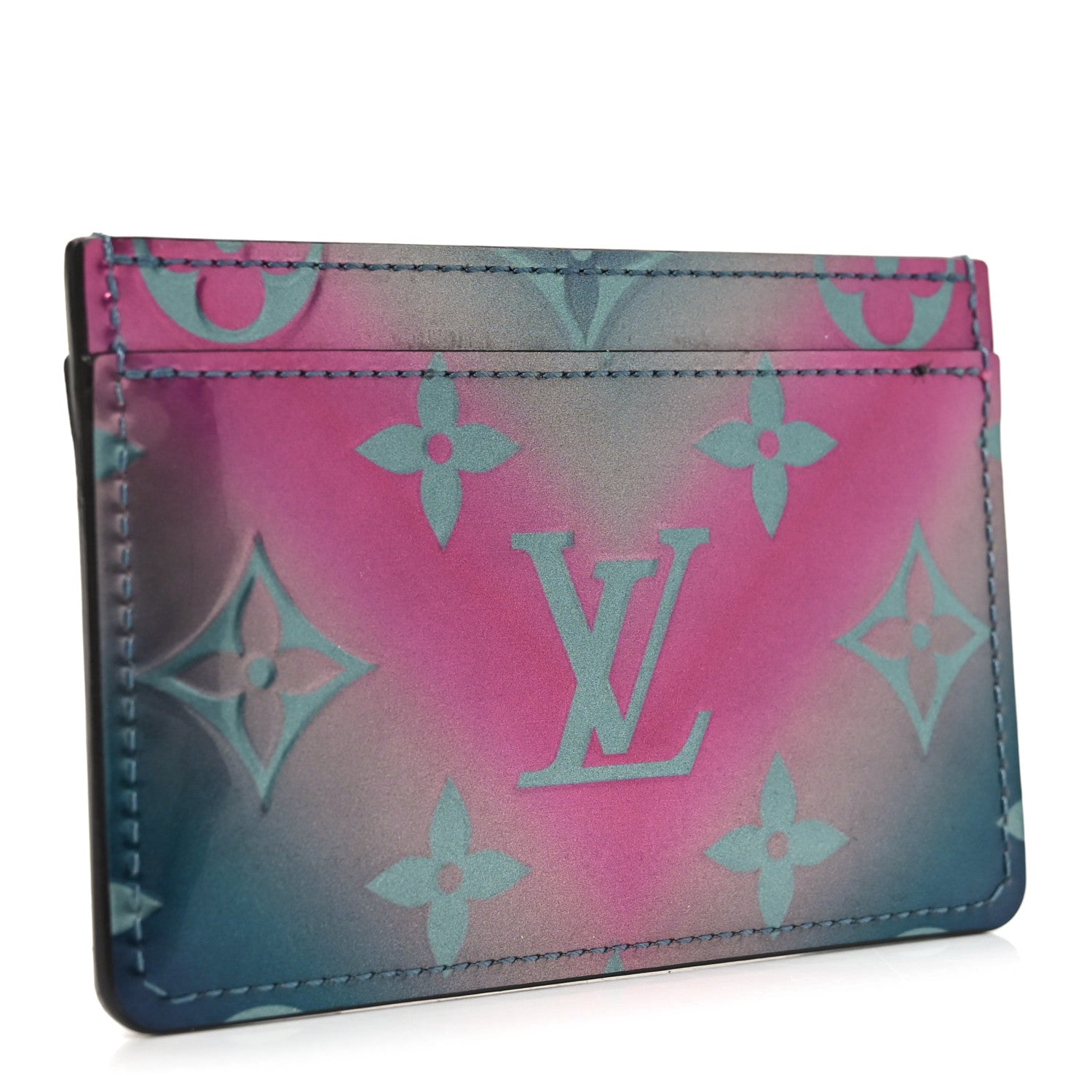 Louis Vuitton Metallic Vernis Degrade Card Holder Blue Pink