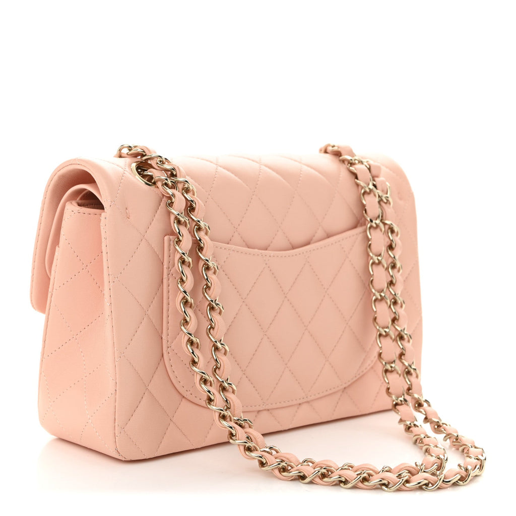 Chanel Lambskin Quilted Small Double Flap Light Orange
