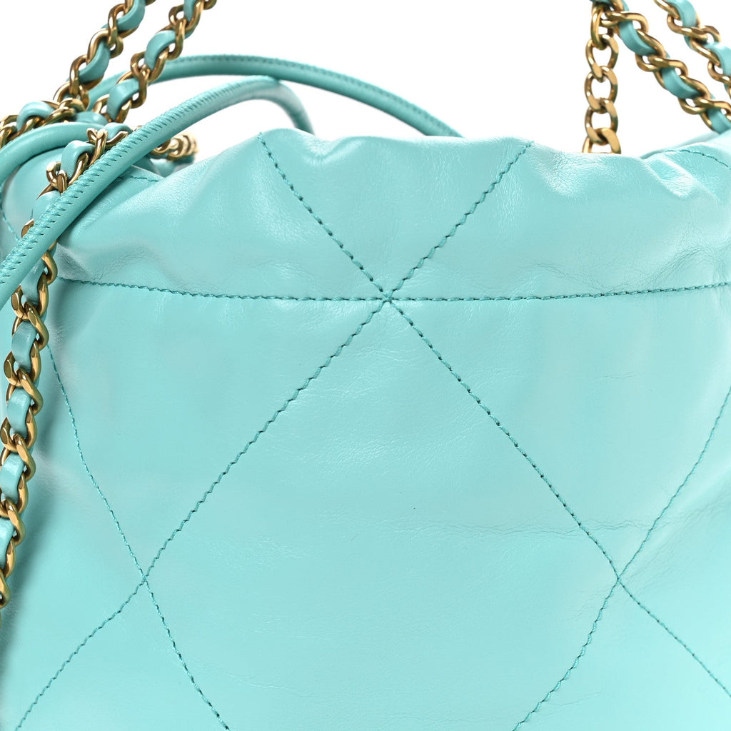Chanel Shiny Calfskin Quilted Mini Chanel 22 Turquoise