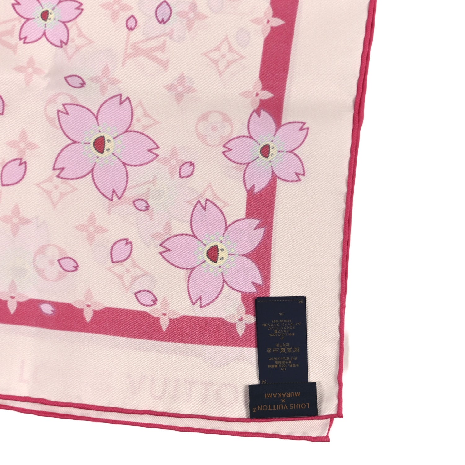 Louis Vuitton LV X TM Silk Monogram Cherry Blossom Square 70 Scarf Pink