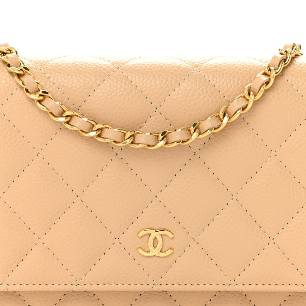 Chanel Caviar Quilted Wallet on Chain WOC Beige