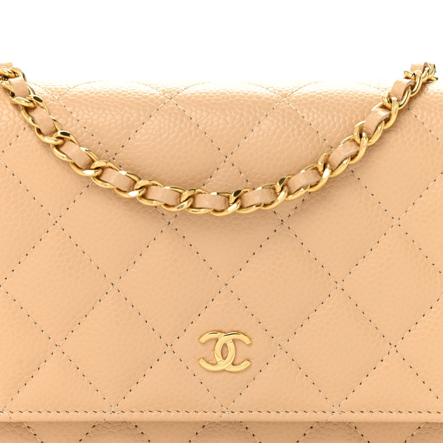 Chanel Caviar Quilted Wallet on Chain WOC Beige