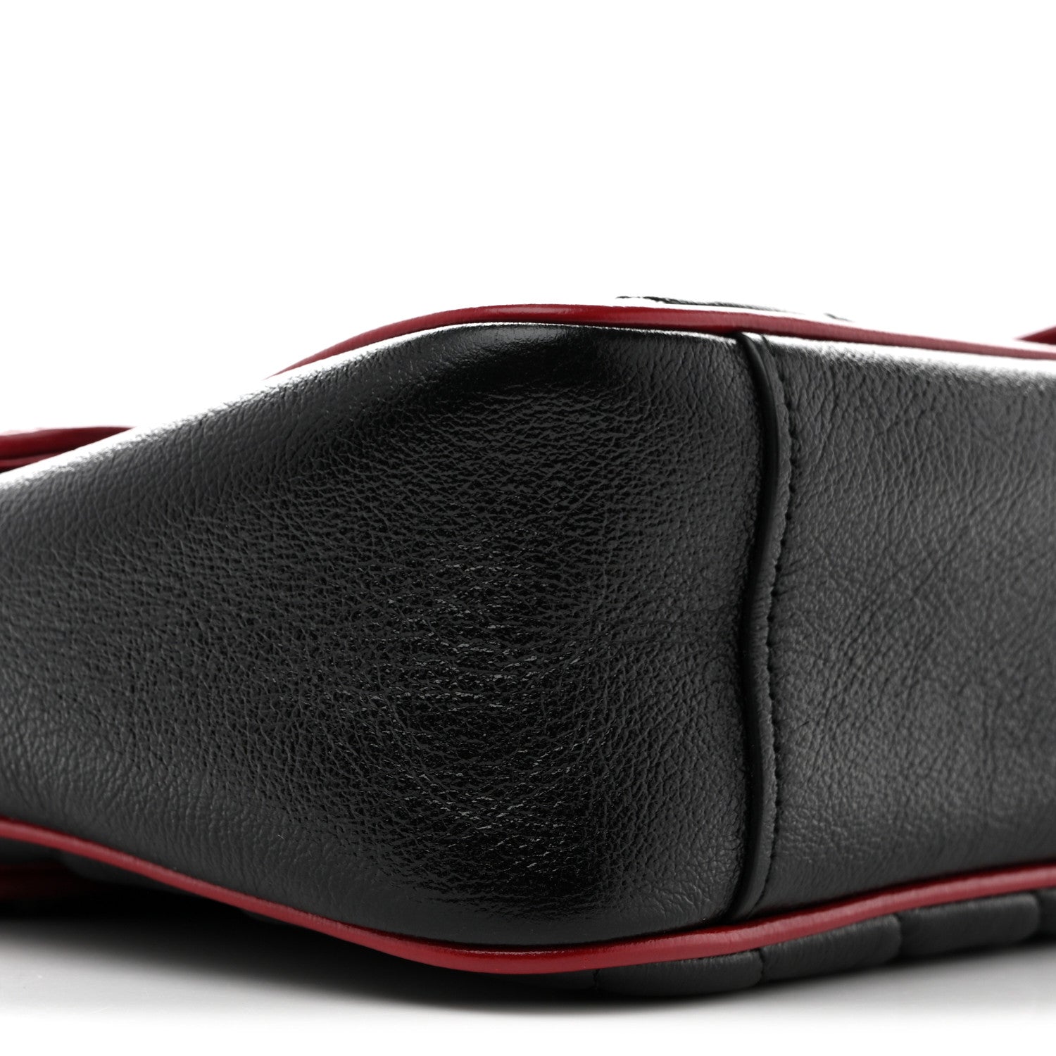 Gucci Vintage Effect Calfskin Matelasse Diagonal Small Torchon GG Marmont Shoulder Bag Black Romantic Cherry