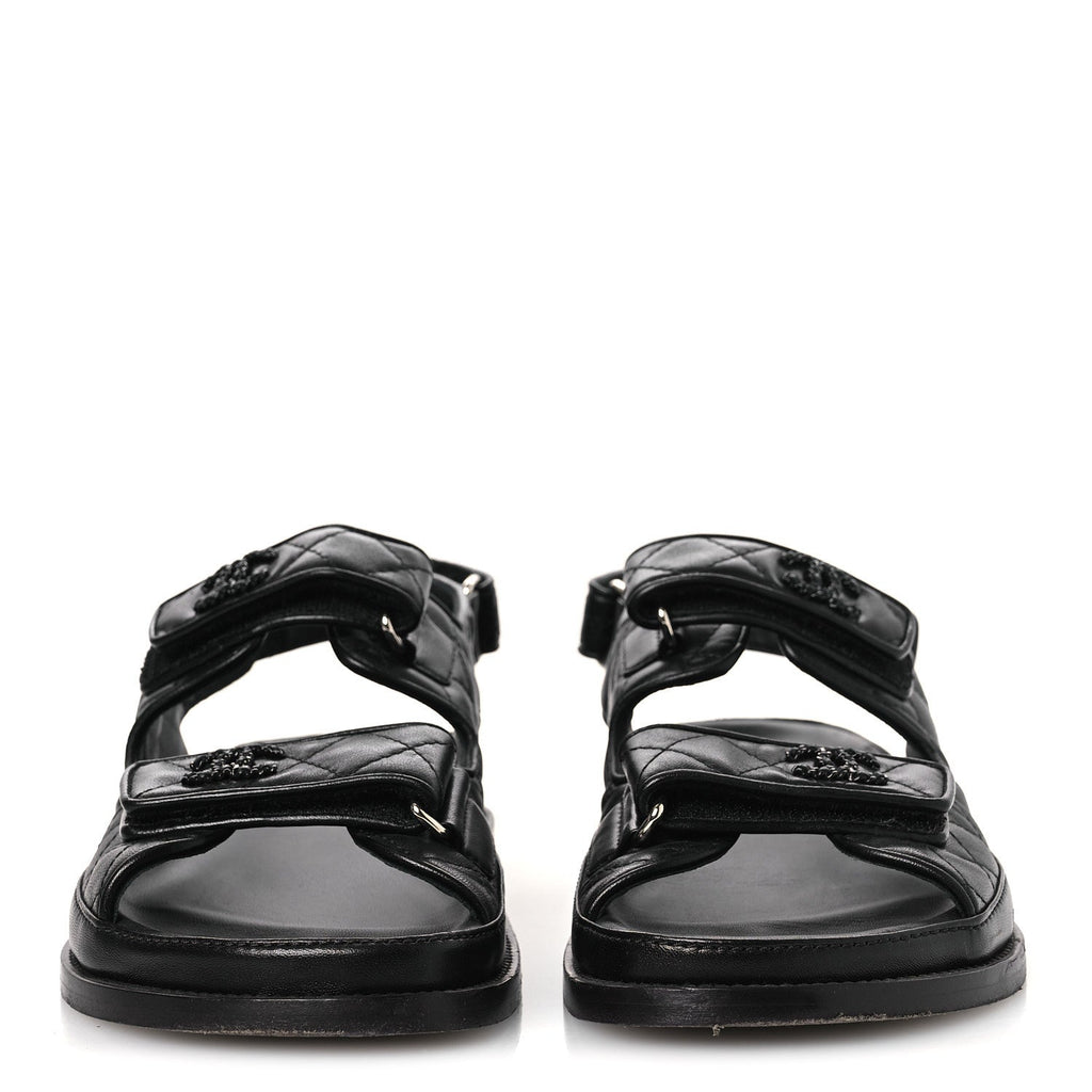 Lambskin Velcro Dad Sandals 39 Black