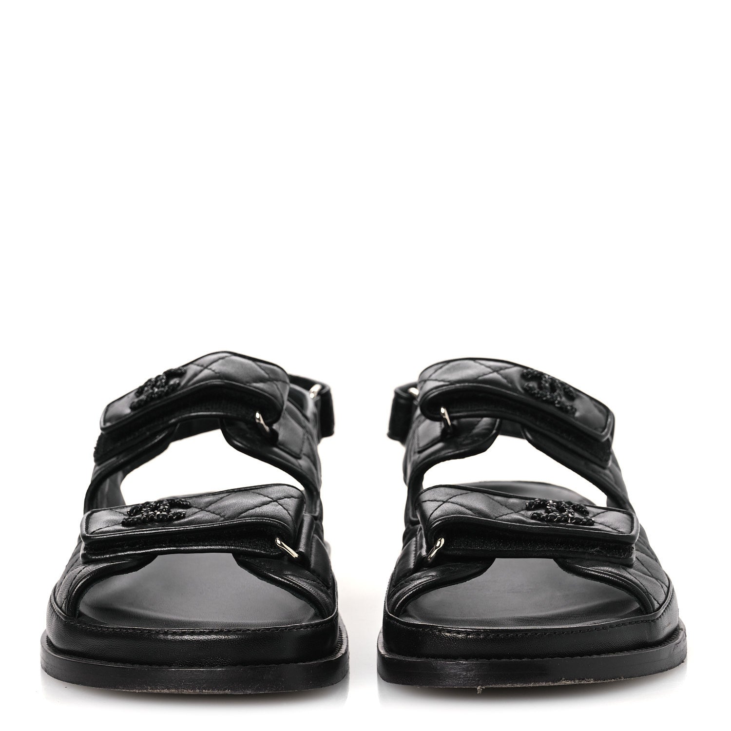 Lambskin Velcro Dad Sandals 39 Black