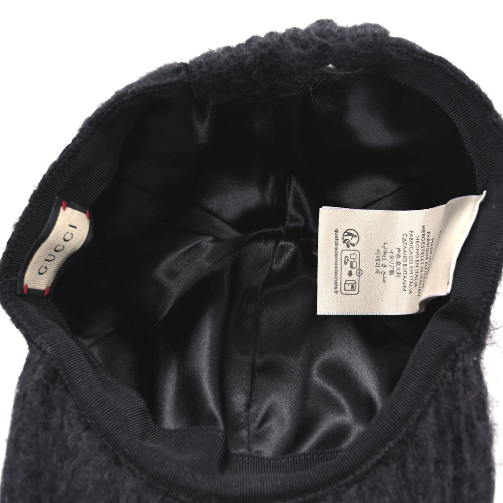Gucci Mohair GG Lauren Baseball Hat L Black