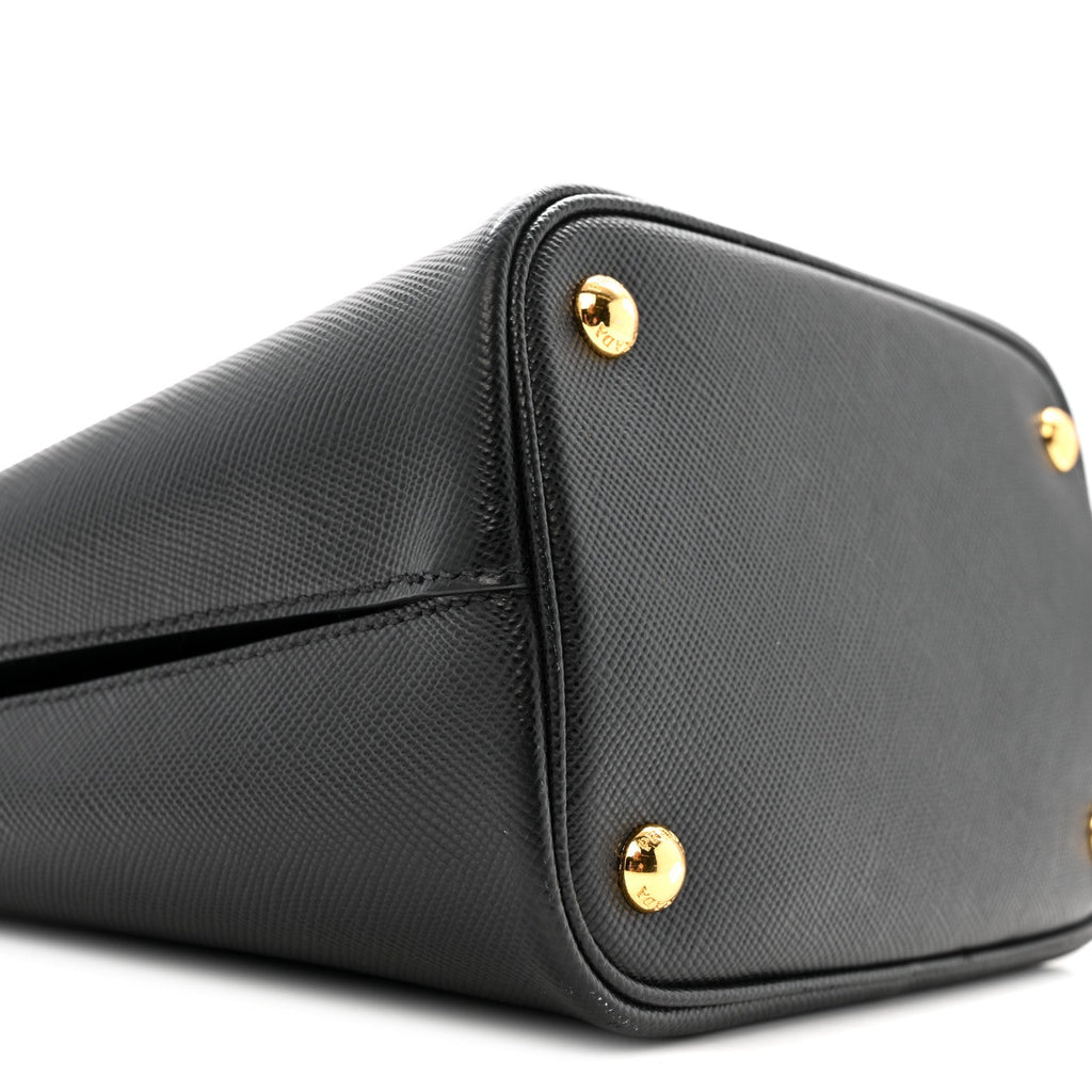 Prada Saffiano Cuir Medium Panier Bucket Bag Black Fuoco