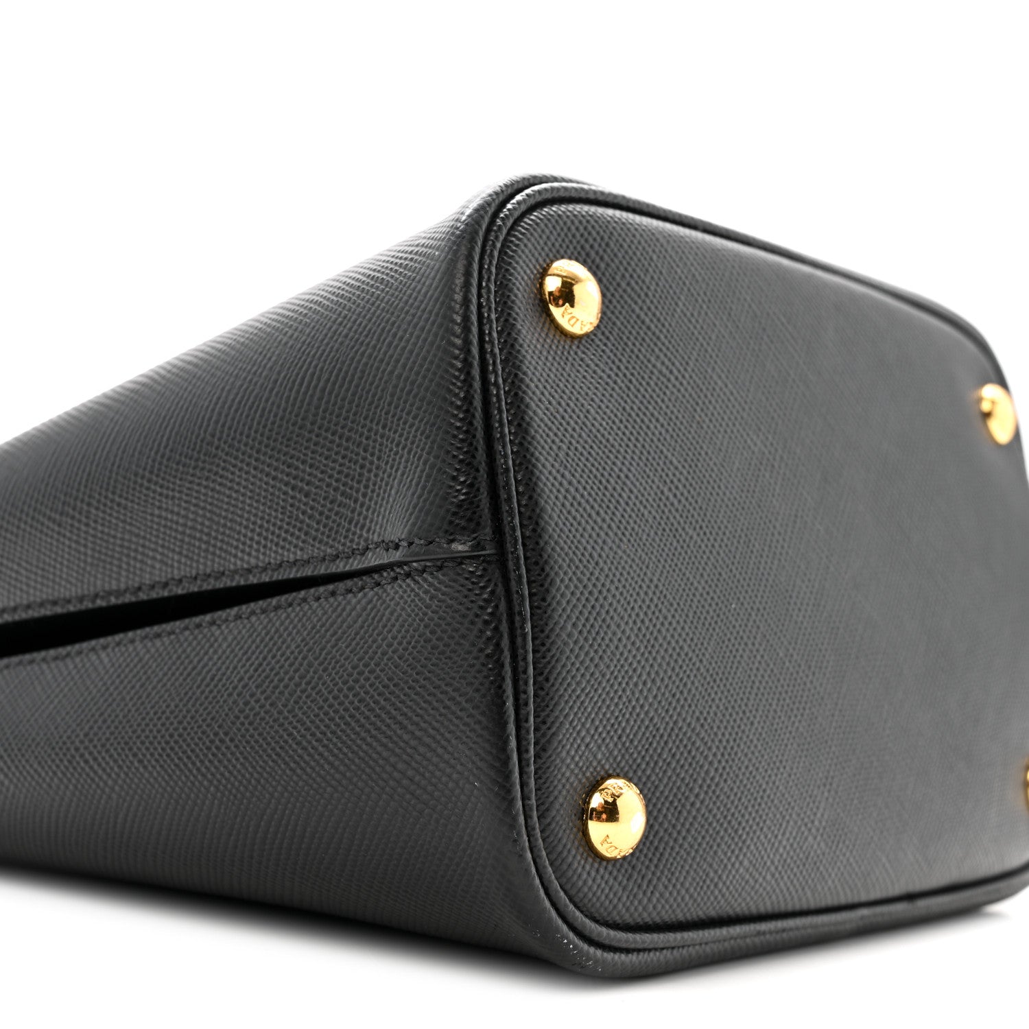 Prada Saffiano Cuir Medium Panier Bucket Bag Black Fuoco
