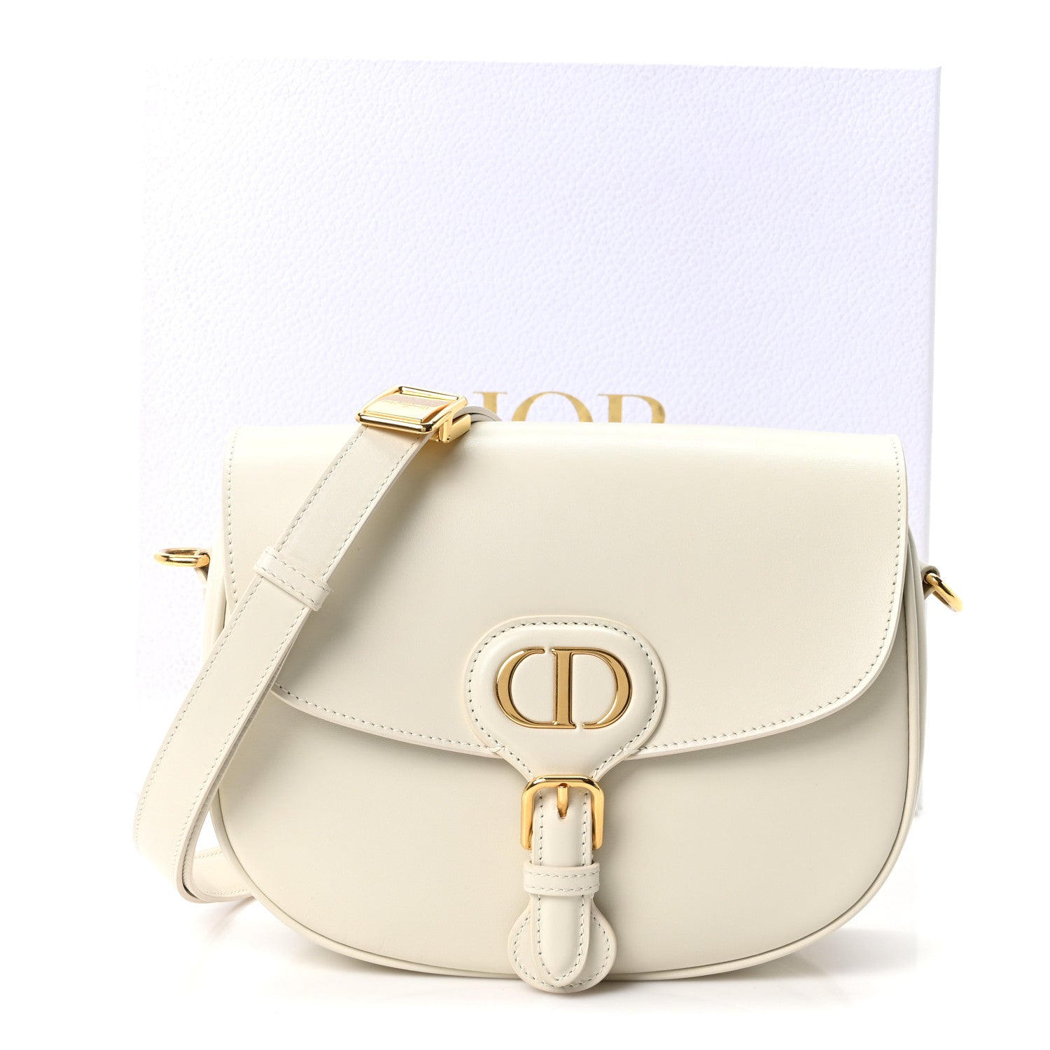 Christian Dior Box Calfskin Medium Bobby Flap Latte