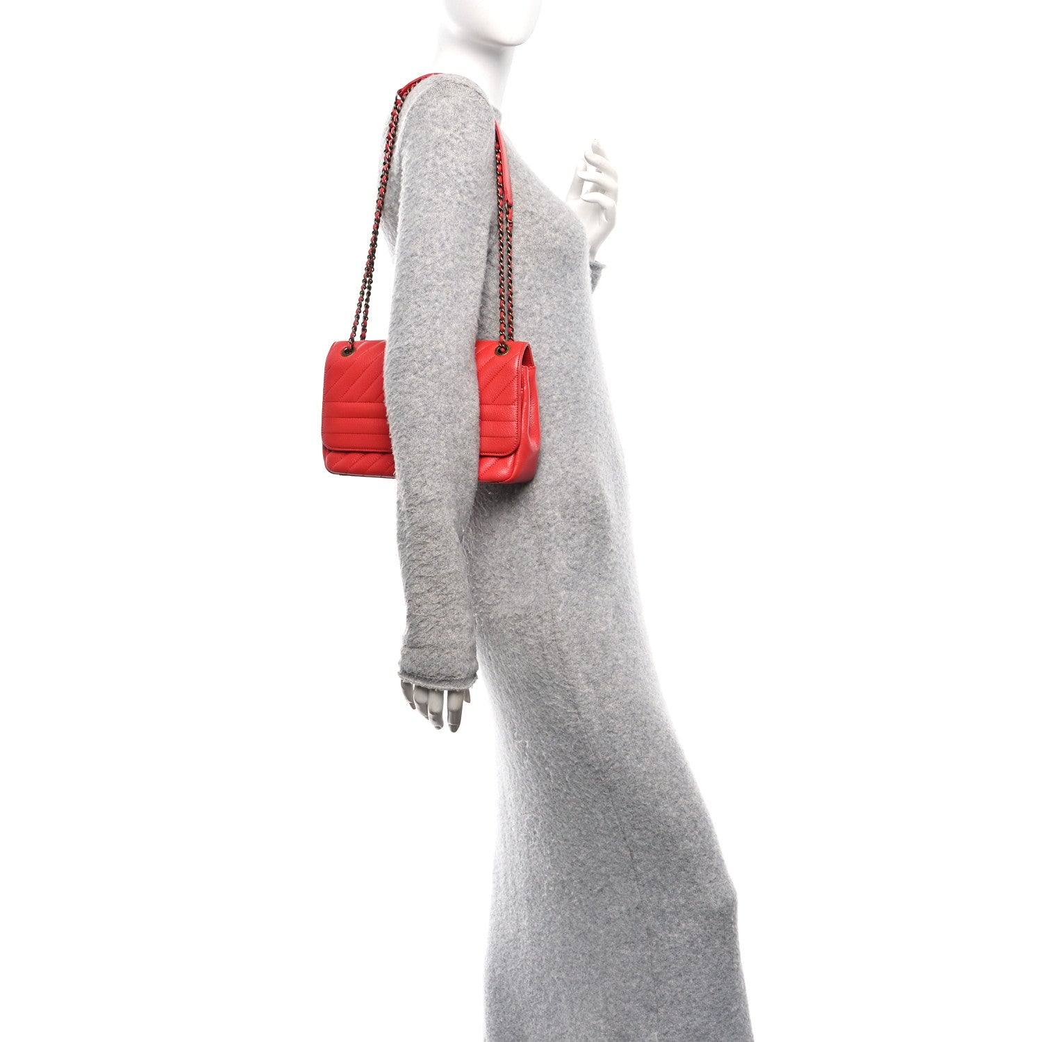 Chanel Shiny Goatskin Diagonal Quilted Small Flap Red