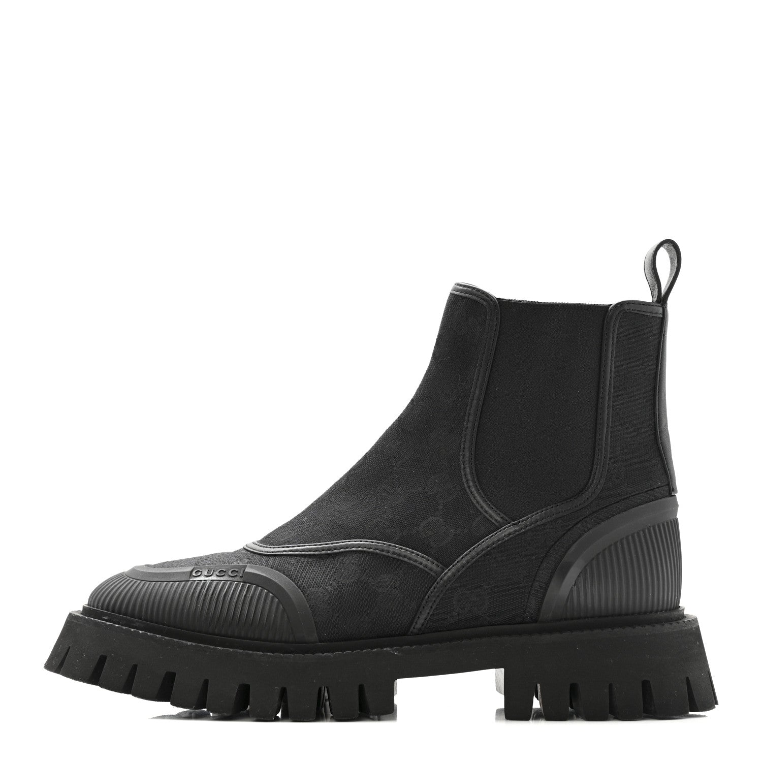 Gucci Canvas Calfskin GG Supreme Ankle Boots 39 Black