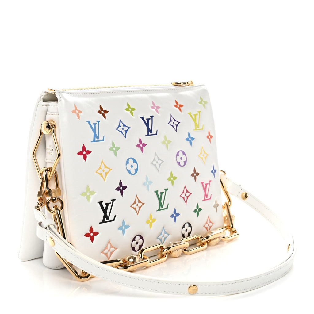 Louis Vuitton LV x TM Lambskin Embossed Monogram Coussin PM White Multicolor