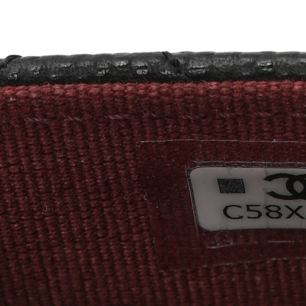 Caviar Quilted Flap Card Holder Wallet Black