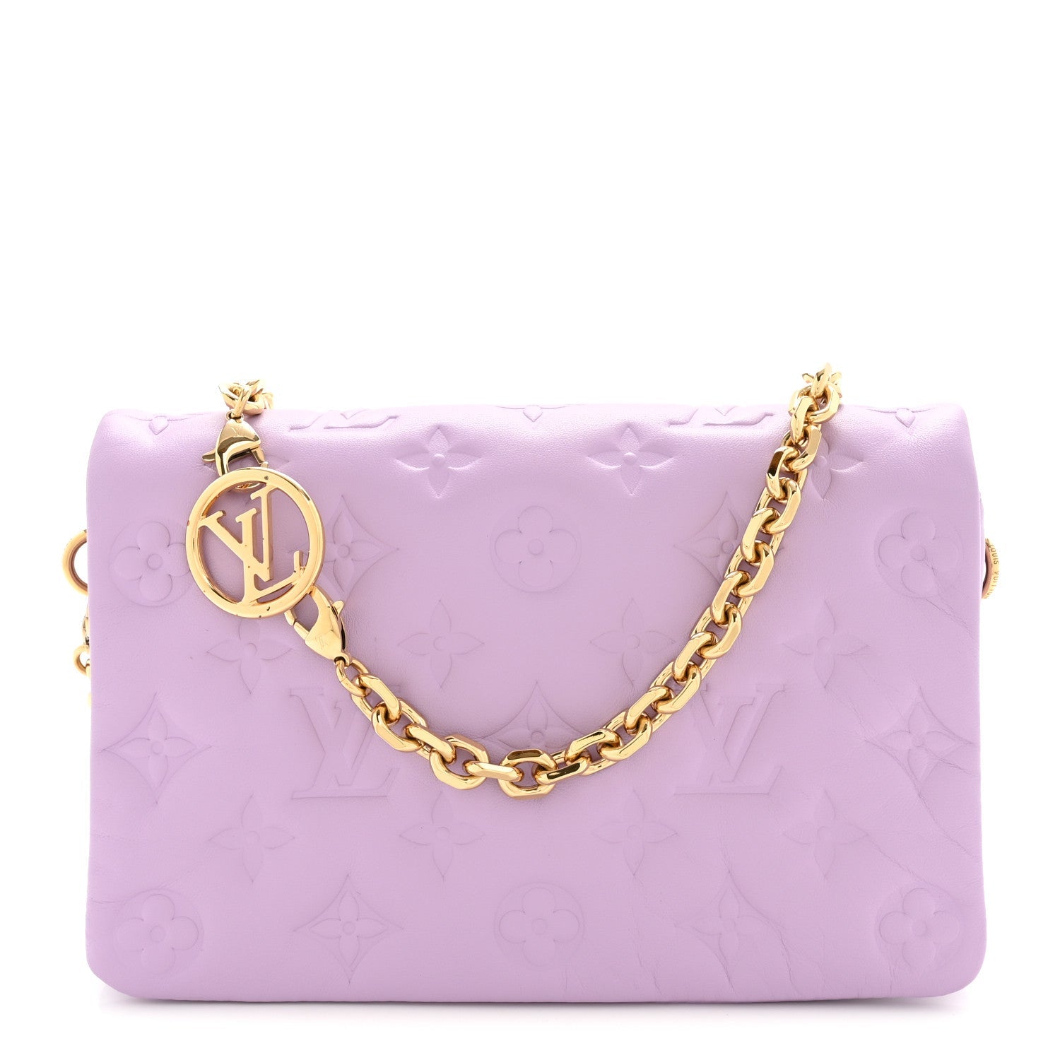 Louis Vuitton Lambskin Embossed Monogram Pochette Coussin Parme