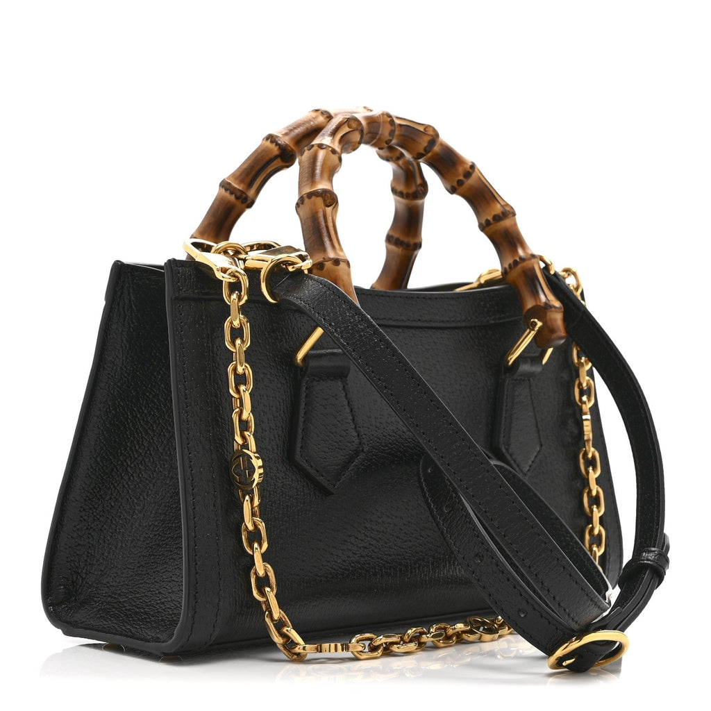 Gucci Textured Dollar Calfskin Web Small Diana Shoulder Bag  Black