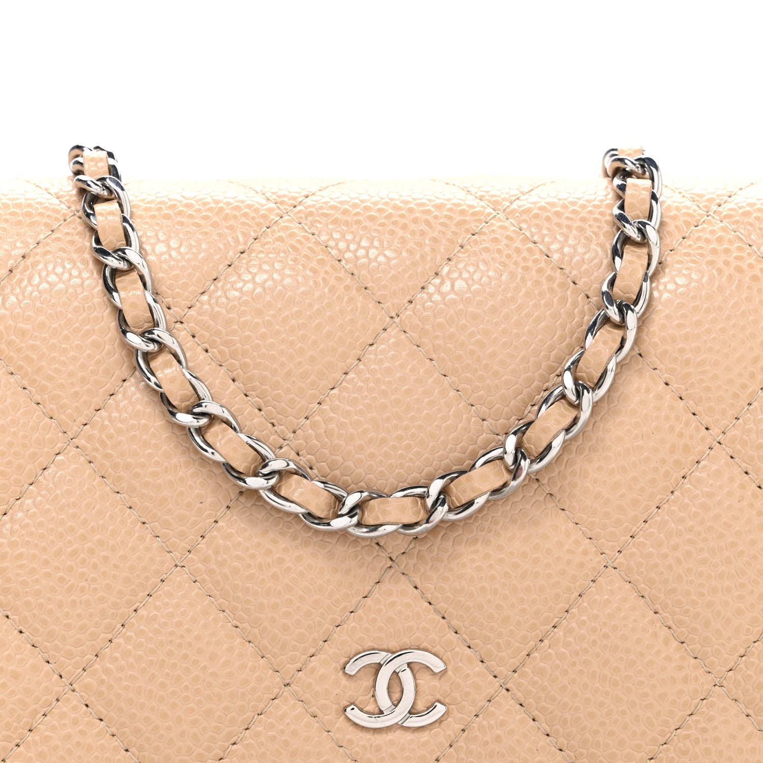 Chanel Caviar Quilted Wallet on Chain WOC Beige