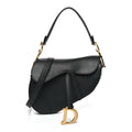 Christian Dior Grained Calfskin Saddle Bag With Strap Black