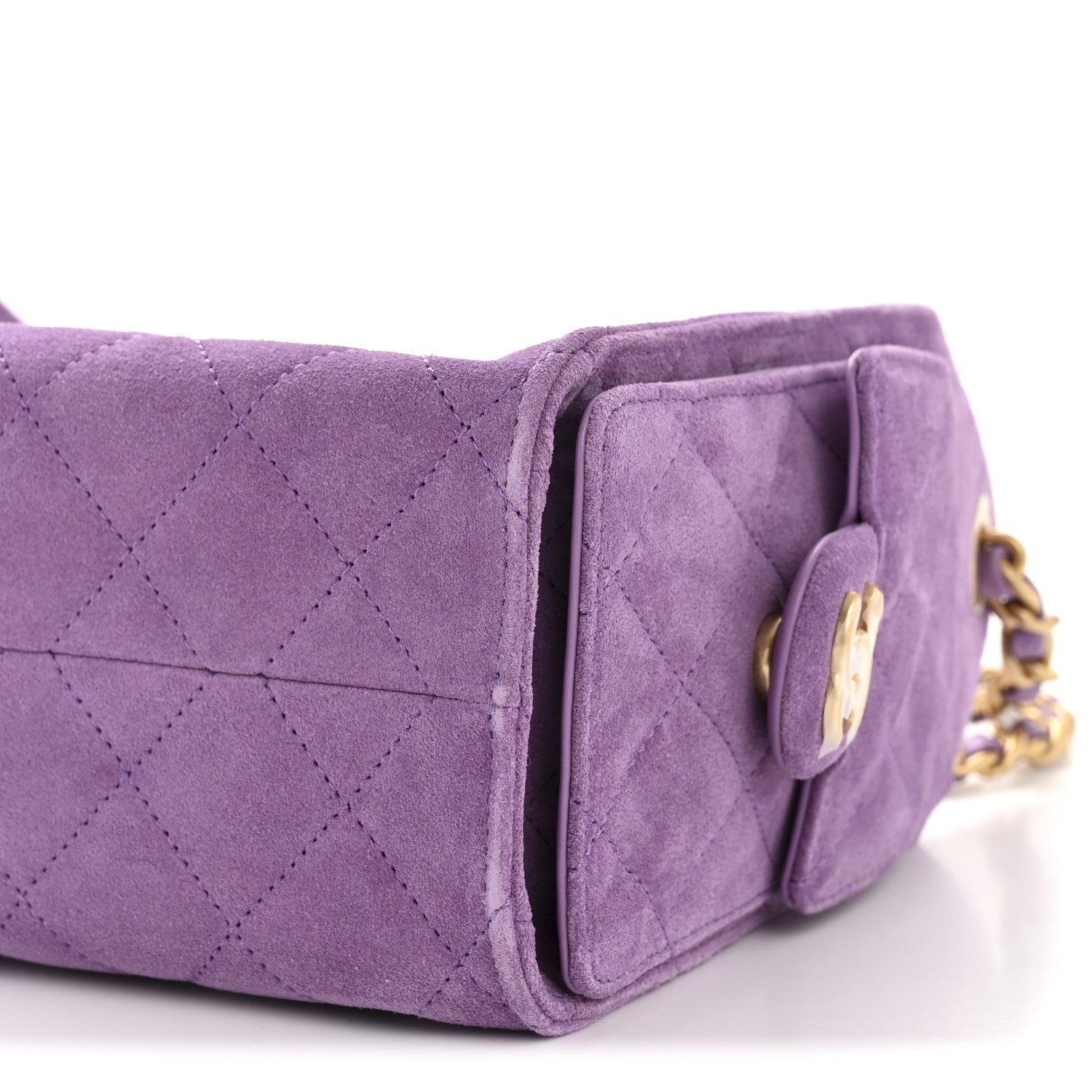 Chanel Suede Quilted Mini Chanel 25 Handbag Purple