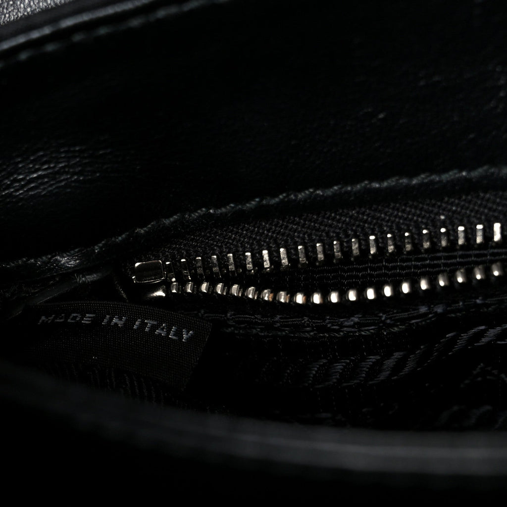 Prada Saffiano Tessuto Nylon Chain Shoulder Bag Black