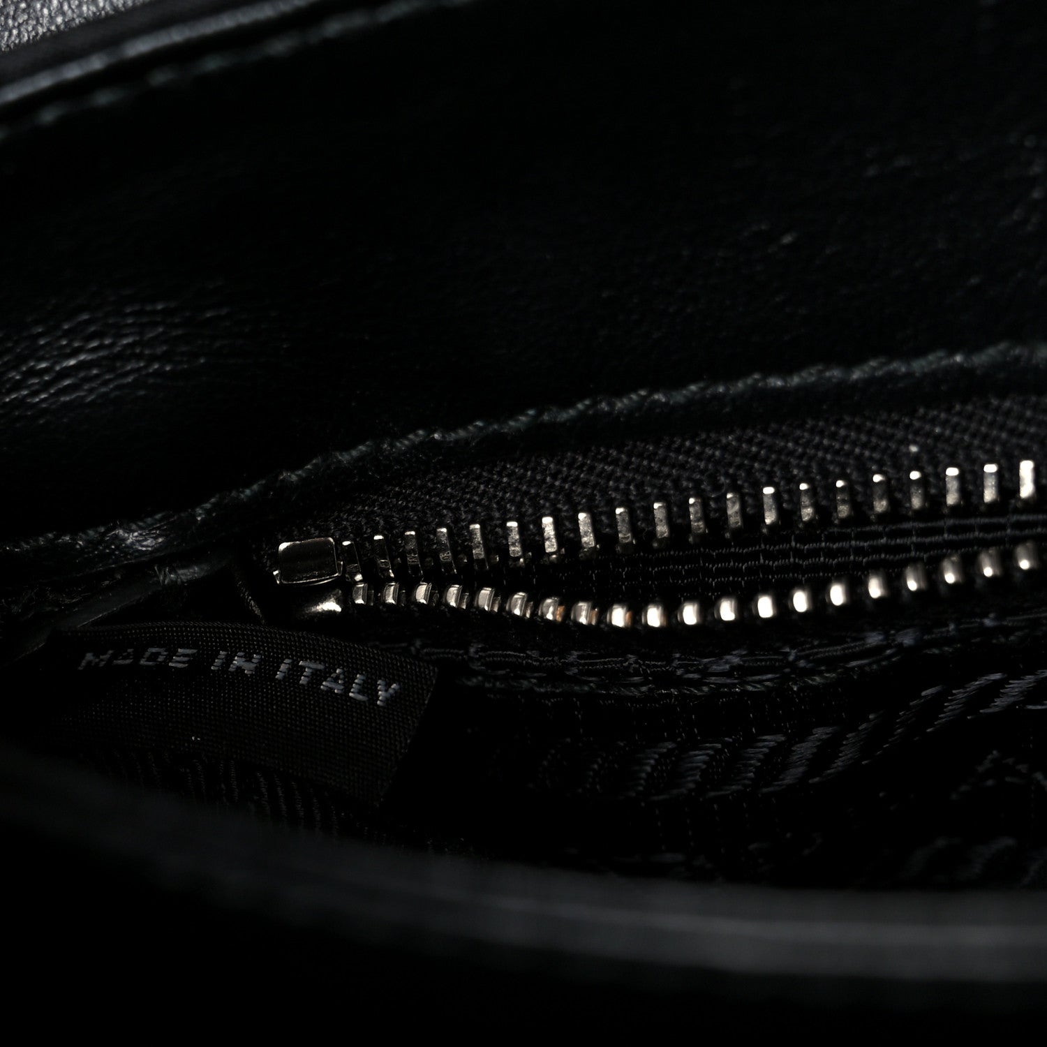 Prada Saffiano Tessuto Nylon Chain Shoulder Bag Black