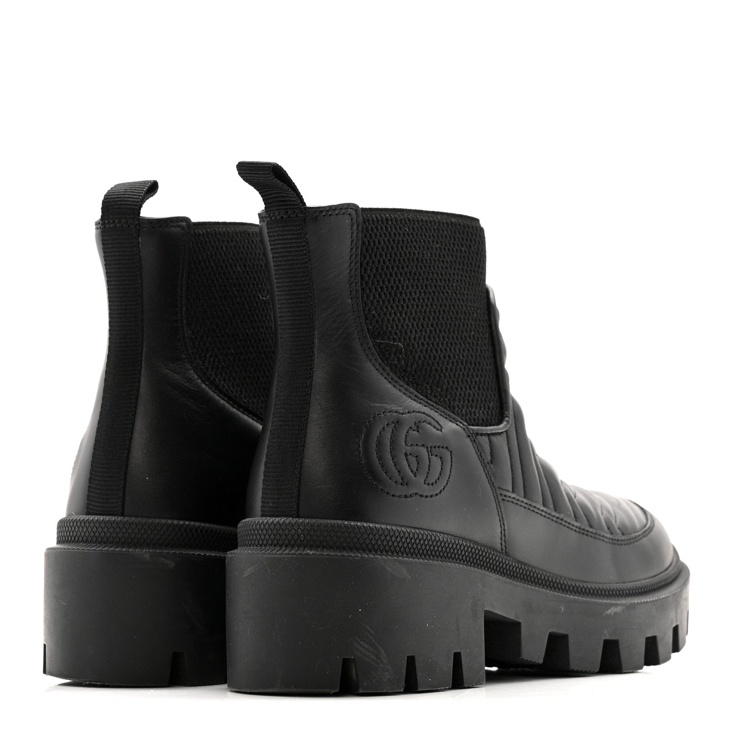 Gucci Calfskin Nappa Matelasse Frances Chelsea Boots 35.5 Black