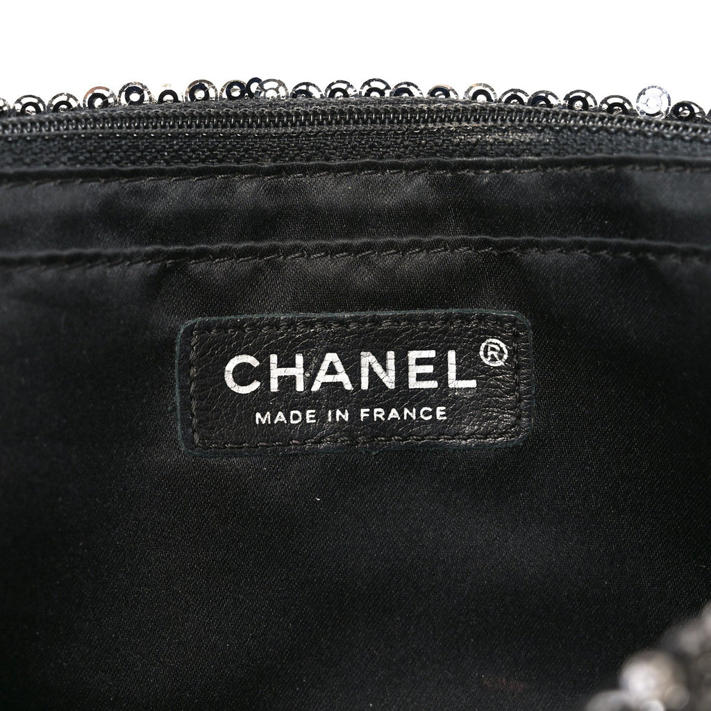 Chanel Sequin Medium Single Flap Dark Silver